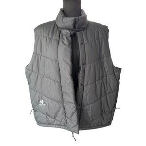 Quilted Puffer Vest Womens XL Black Leopard Lined Zip Up Gorpcore Cozy Layering